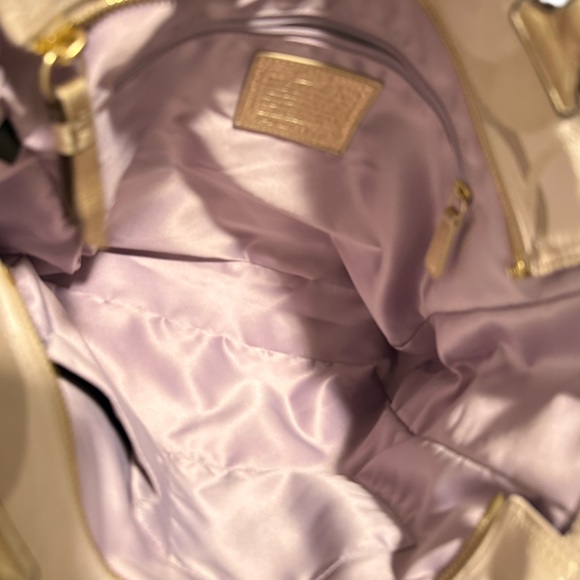 Coach Metallic Gold and Cream Tote - Picture 3 of 10